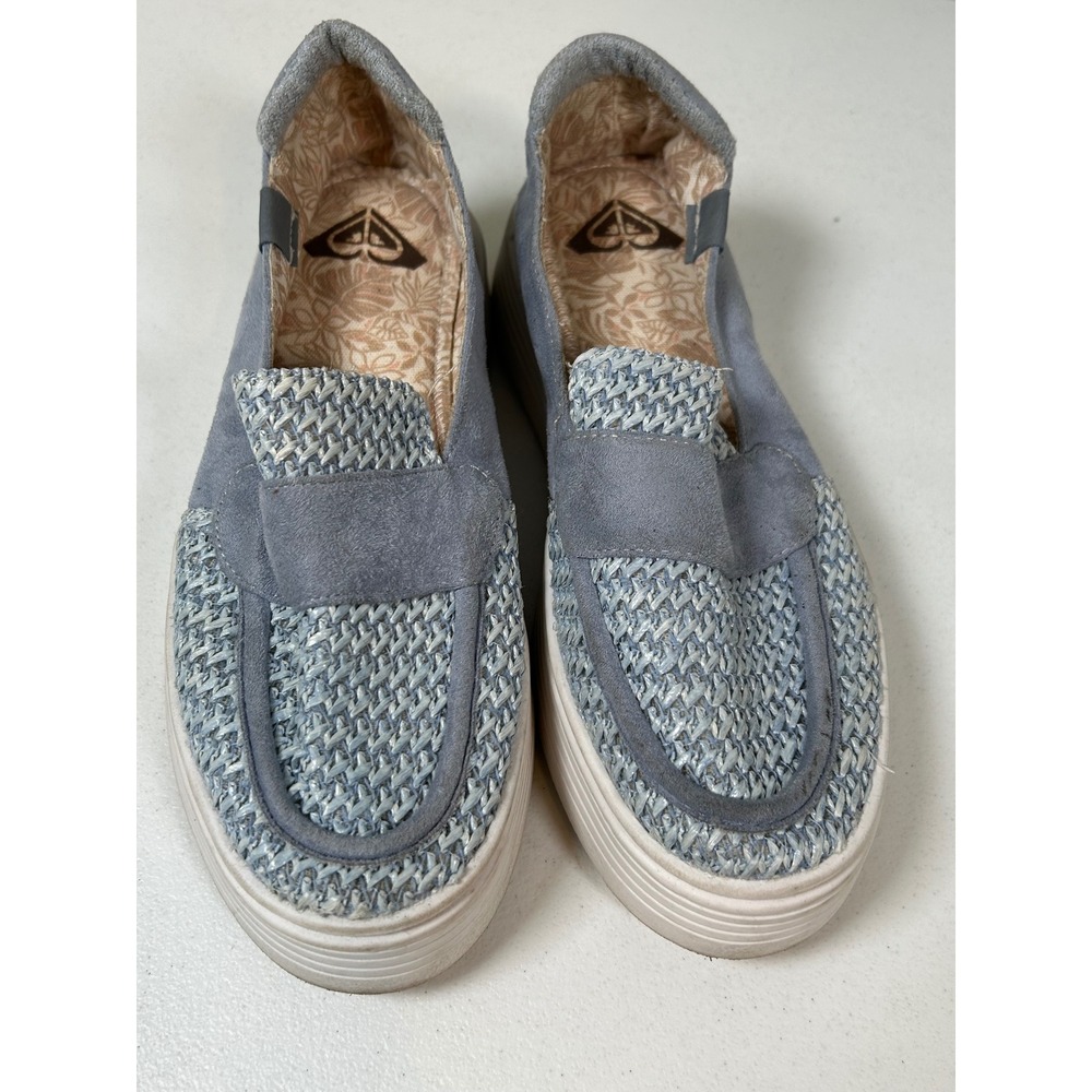 Roxy Sheilahh 2.0 Loafer Women's 7.5‎ Blue Woven Suede Platform Slip On Shoes